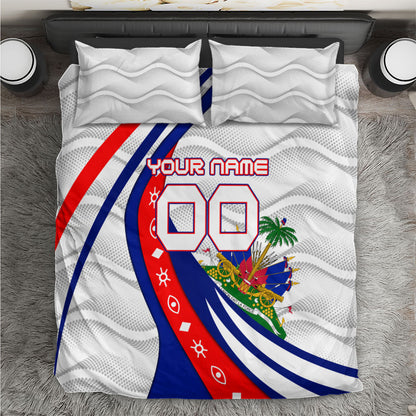 Personalized Haiti Football Trogon Bird Bedding Set Les Grenadiers National Flag Art Caribbean