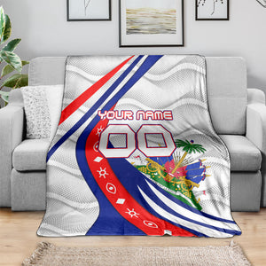Personalized Haiti Football Trogon Bird Blanket Les Grenadiers National Flag Art Caribbean