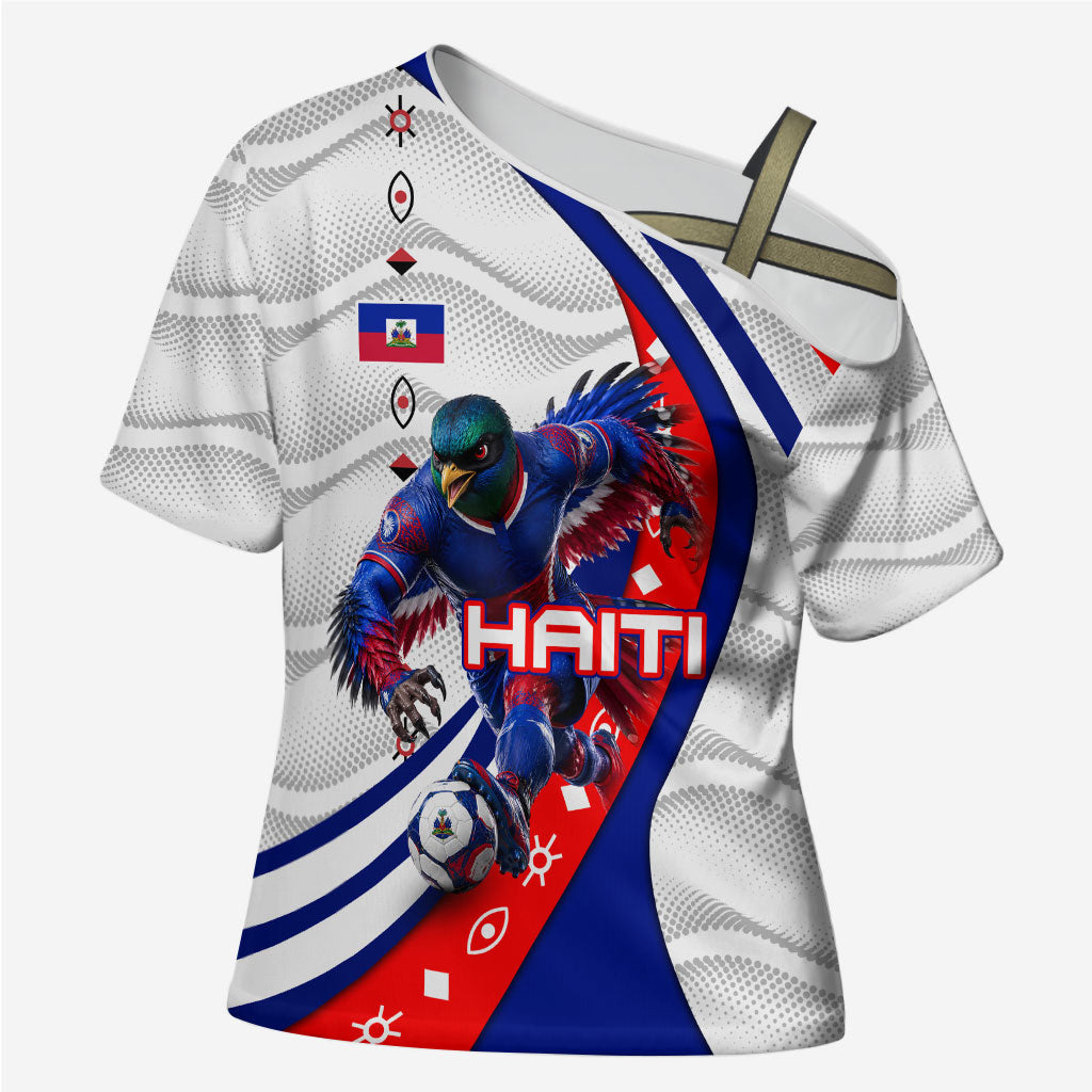 Personalized Haiti Football Trogon Bird Cross Shoulder Shirt Les Grenadiers National Flag Art Caribbean