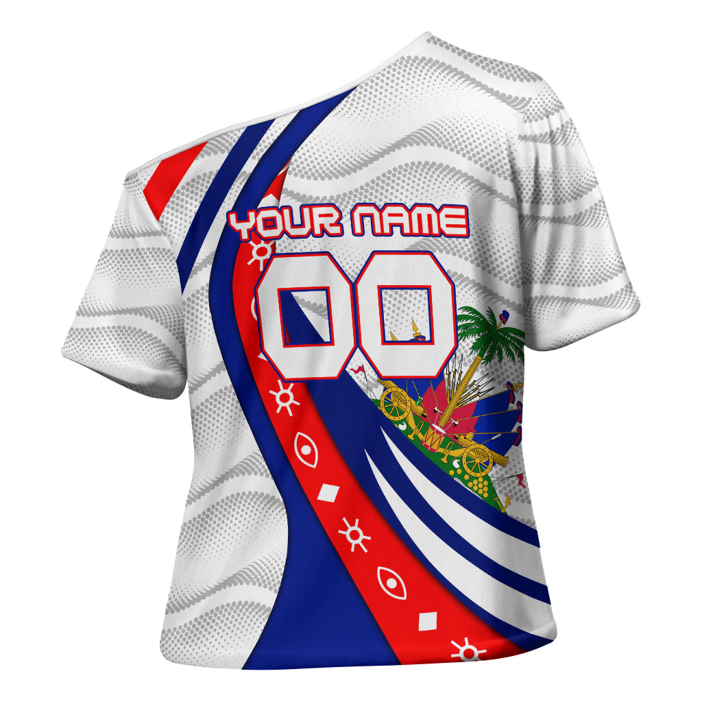 Personalized Haiti Football Trogon Bird Cross Shoulder Shirt Les Grenadiers National Flag Art Caribbean