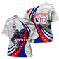 Personalized Haiti Football Trogon Bird Cross Shoulder Shirt Les Grenadiers National Flag Art Caribbean