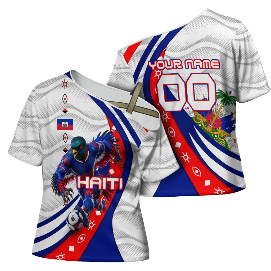 Personalized Haiti Football Trogon Bird Cross Shoulder Shirt Les Grenadiers National Flag Art Caribbean