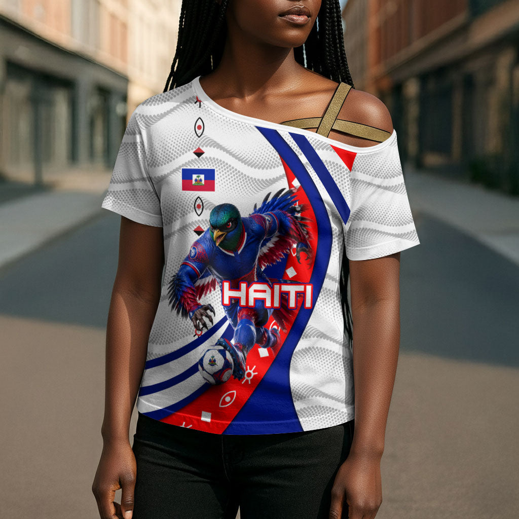 Personalized Haiti Football Trogon Bird Cross Shoulder Shirt Les Grenadiers National Flag Art Caribbean
