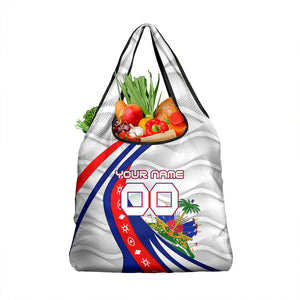 Personalized Haiti Football Trogon Bird Grocery Bag Les Grenadiers National Flag Art Caribbean