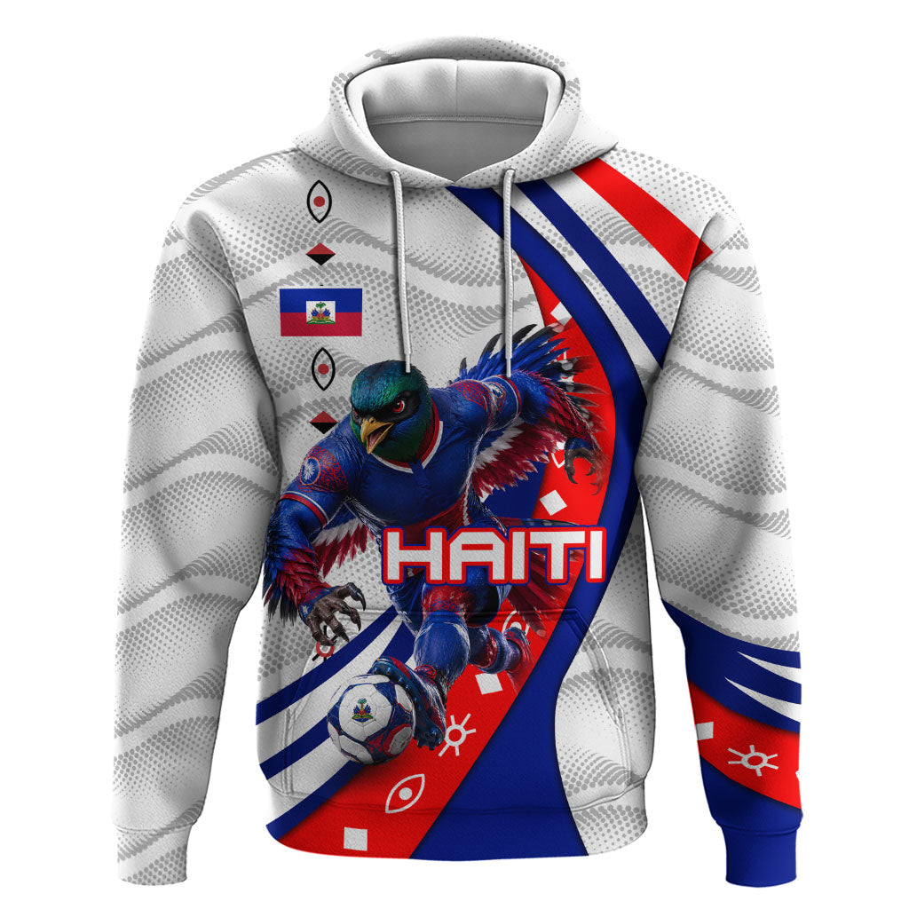 Personalized Haiti Football Trogon Bird Hoodie Les Grenadiers National Flag Art Caribbean