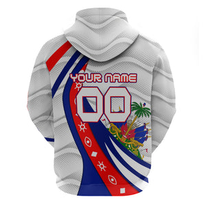 Personalized Haiti Football Trogon Bird Hoodie Les Grenadiers National Flag Art Caribbean