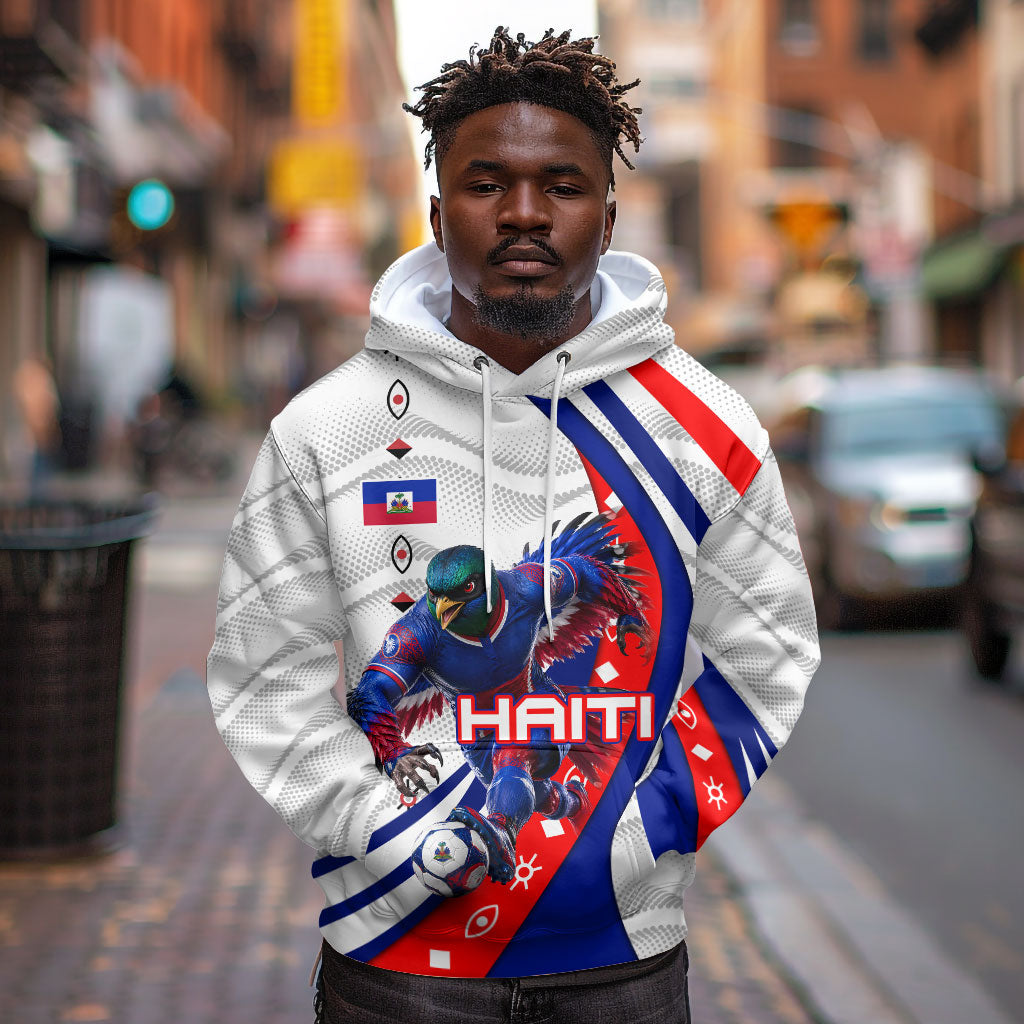 Personalized Haiti Football Trogon Bird Hoodie Les Grenadiers National Flag Art Caribbean
