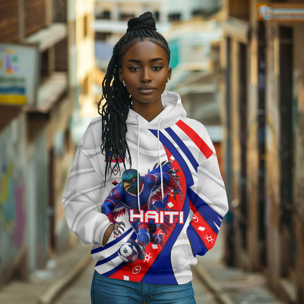 Personalized Haiti Football Trogon Bird Hoodie Les Grenadiers National Flag Art Caribbean