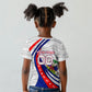 Personalized Haiti Football Trogon Bird Kid T shirt Les Grenadiers National Flag Art Caribbean