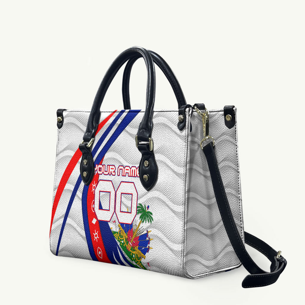Personalized Haiti Football Trogon Bird Leather Bag Les Grenadiers National Flag Art Caribbean