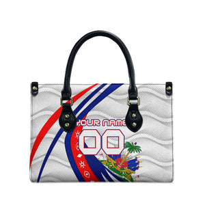 Personalized Haiti Football Trogon Bird Leather Bag Les Grenadiers National Flag Art Caribbean