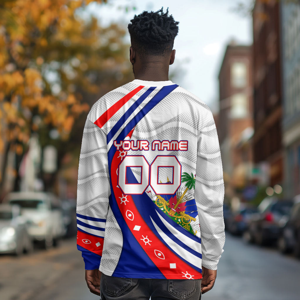 Personalized Haiti Football Trogon Bird Long Sleeve Shirt Les Grenadiers National Flag Art Caribbean