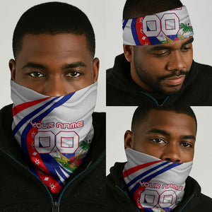 Personalized Haiti Football Trogon Bird Neck Gaiter Les Grenadiers National Flag Art Caribbean