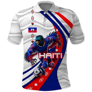 Personalized Haiti Football Trogon Bird Polo Shirt Les Grenadiers National Flag Art Caribbean