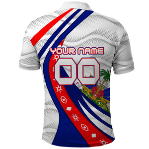Personalized Haiti Football Trogon Bird Polo Shirt Les Grenadiers National Flag Art Caribbean