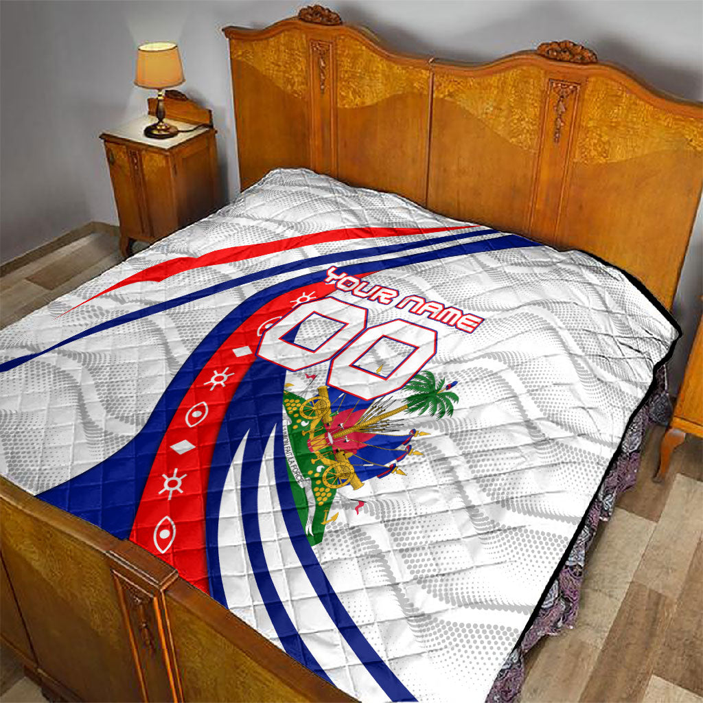 Personalized Haiti Football Trogon Bird Quilt Les Grenadiers National Flag Art Caribbean