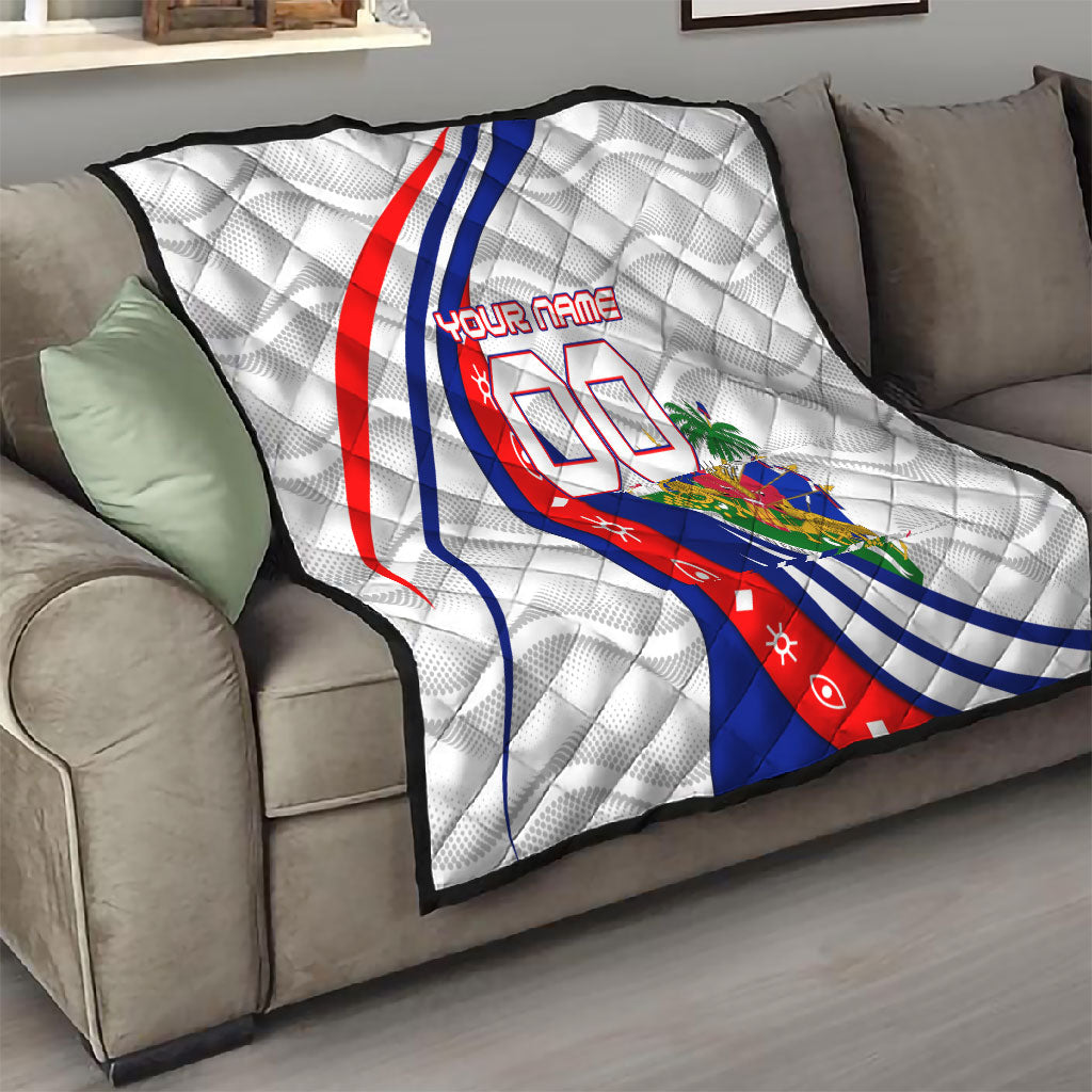 Personalized Haiti Football Trogon Bird Quilt Les Grenadiers National Flag Art Caribbean