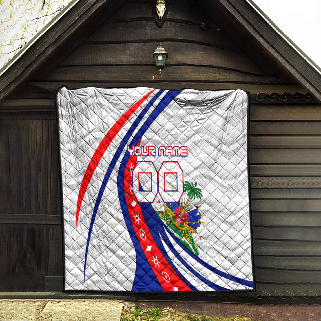 Personalized Haiti Football Trogon Bird Quilt Les Grenadiers National Flag Art Caribbean