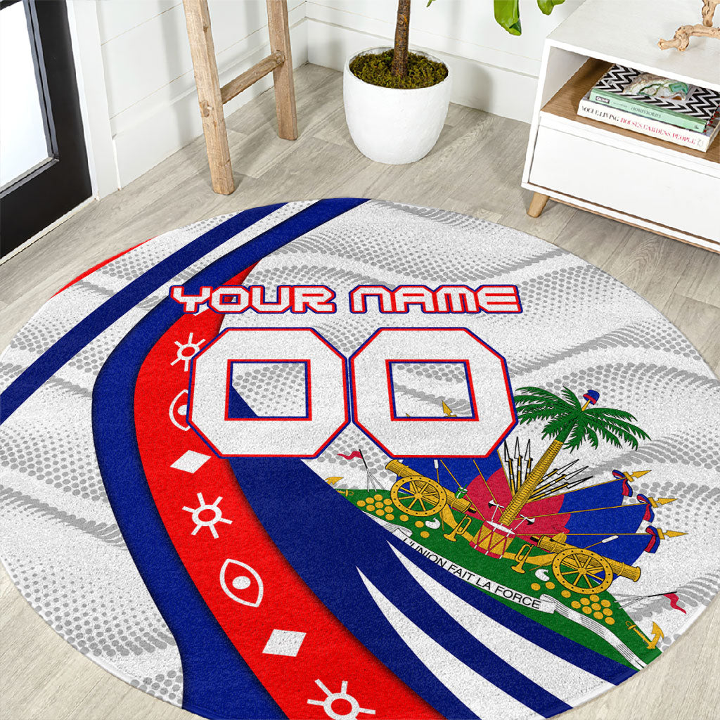 Personalized Haiti Football Trogon Bird Round Carpet Les Grenadiers National Flag Art Caribbean
