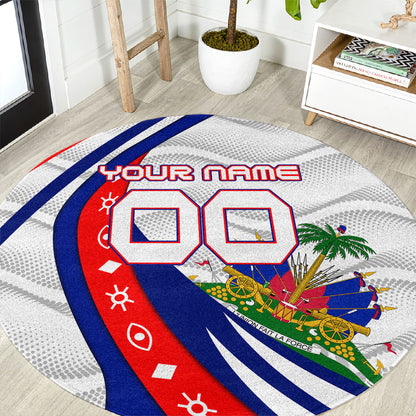 Personalized Haiti Football Trogon Bird Round Carpet Les Grenadiers National Flag Art Caribbean