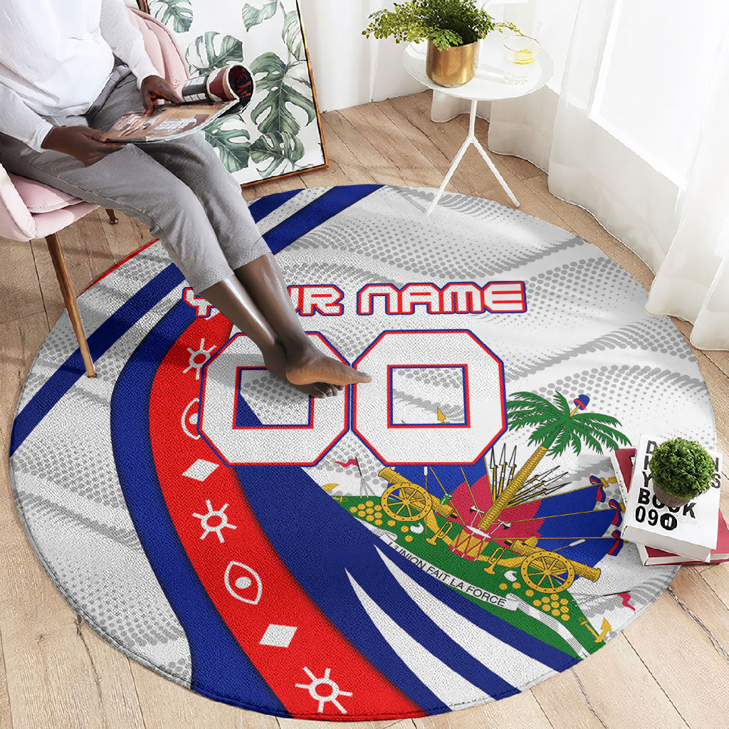 Personalized Haiti Football Trogon Bird Round Carpet Les Grenadiers National Flag Art Caribbean