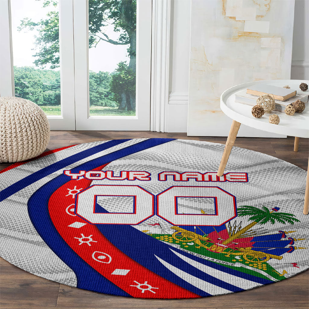 Personalized Haiti Football Trogon Bird Round Carpet Les Grenadiers National Flag Art Caribbean