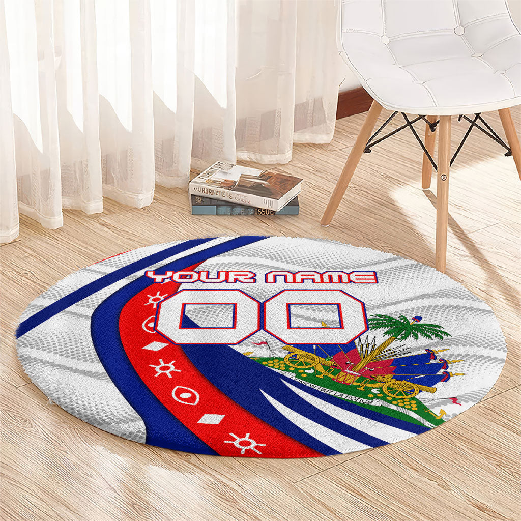 Personalized Haiti Football Trogon Bird Round Carpet Les Grenadiers National Flag Art Caribbean