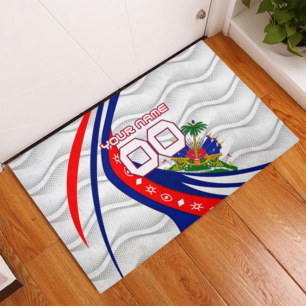 Personalized Haiti Football Trogon Bird Rubber Doormat Les Grenadiers National Flag Art Caribbean