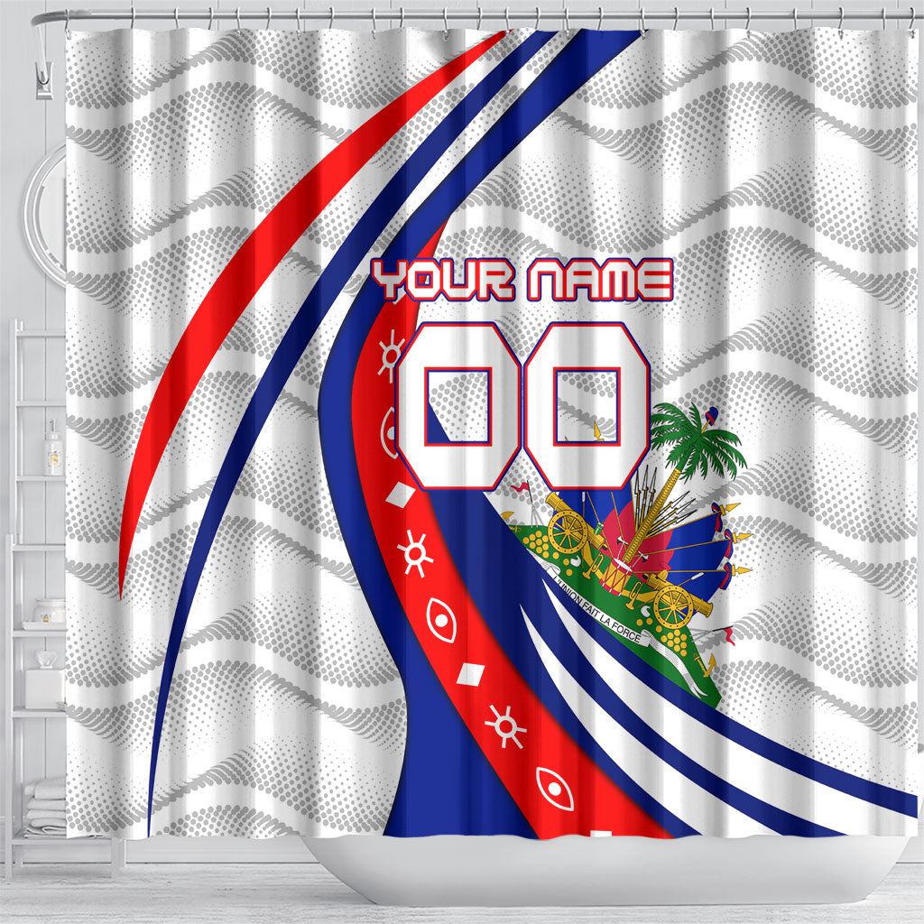 Personalized Haiti Football Trogon Bird Shower Curtain Les Grenadiers National Flag Art Caribbean