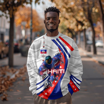 Personalized Haiti Football Trogon Bird Sweatshirt Les Grenadiers National Flag Art Caribbean