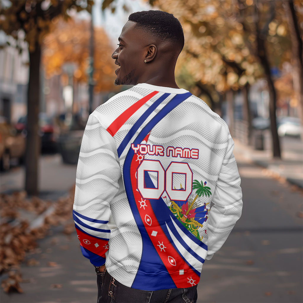 Personalized Haiti Football Trogon Bird Sweatshirt Les Grenadiers National Flag Art Caribbean