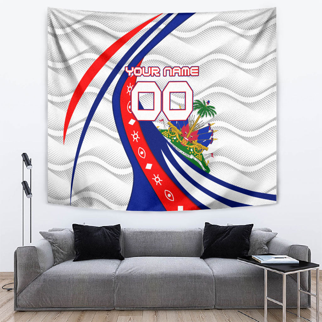 Personalized Haiti Football Trogon Bird Tapestry Les Grenadiers National Flag Art Caribbean