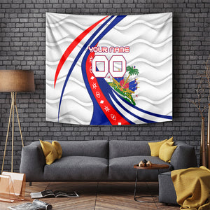 Personalized Haiti Football Trogon Bird Tapestry Les Grenadiers National Flag Art Caribbean