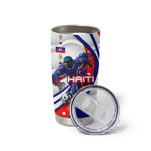 Personalized Haiti Football Trogon Bird Tumbler Cup Les Grenadiers National Flag Art Caribbean