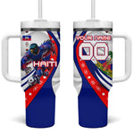 Personalized Haiti Football Trogon Bird Tumbler With Handle Les Grenadiers National Flag Art Caribbean