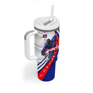 Personalized Haiti Football Trogon Bird Tumbler With Handle Les Grenadiers National Flag Art Caribbean