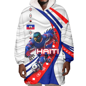 Personalized Haiti Football Trogon Bird Wearable Blanket Hoodie Les Grenadiers National Flag Art Caribbean
