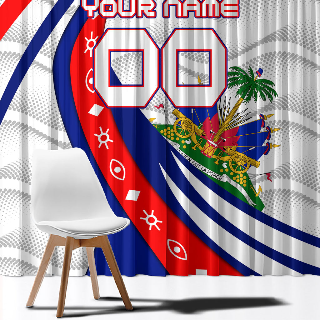 Personalized Haiti Football Trogon Bird Window Curtain Les Grenadiers National Flag Art Caribbean