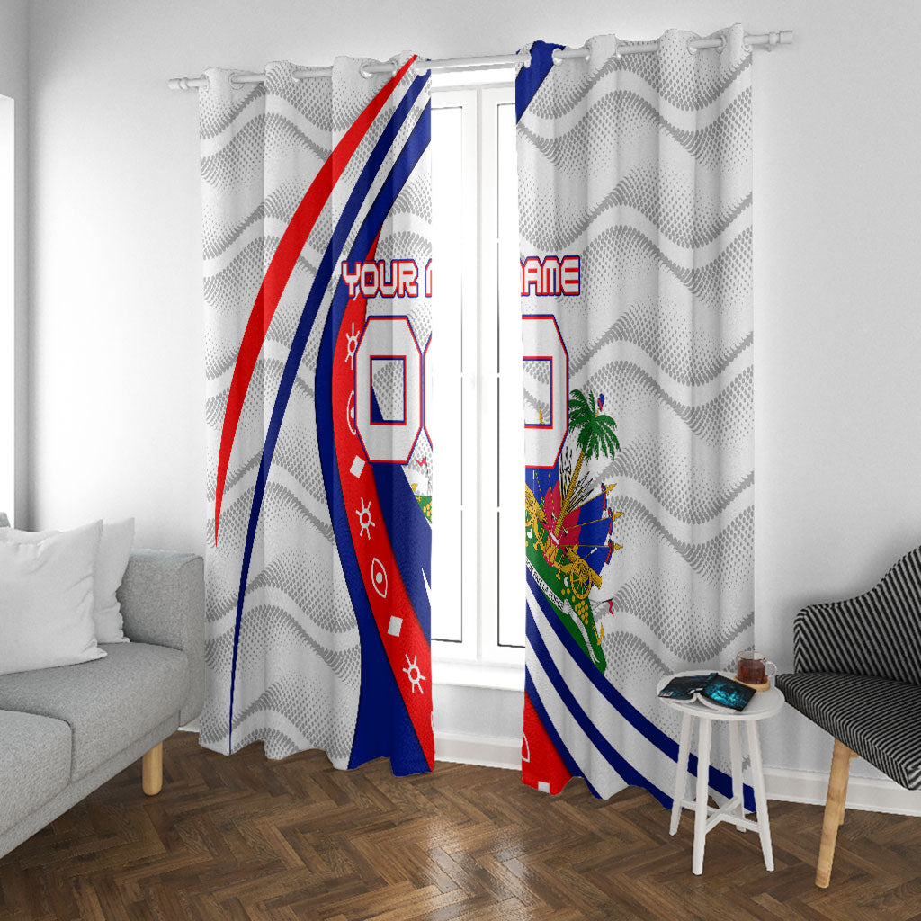 Personalized Haiti Football Trogon Bird Window Curtain Les Grenadiers National Flag Art Caribbean