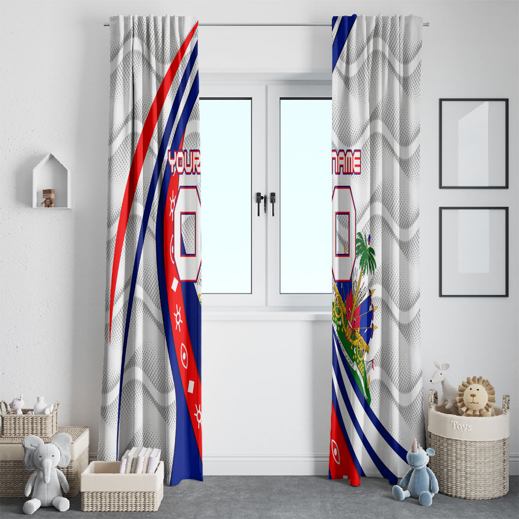 Personalized Haiti Football Trogon Bird Window Curtain Les Grenadiers National Flag Art Caribbean