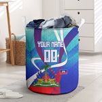 Personalized Haiti Football Laundry Basket Haitian Flag Trogon Bird Mascot