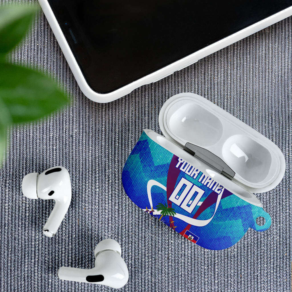 Personalized Haiti Football AirPods Case Haitian Flag Trogon Bird Mascot