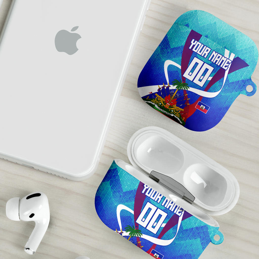 Personalized Haiti Football AirPods Case Haitian Flag Trogon Bird Mascot
