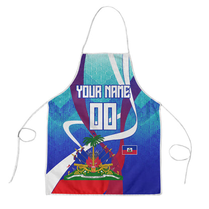 Personalized Haiti Football Apron Haitian Flag Trogon Bird Mascot