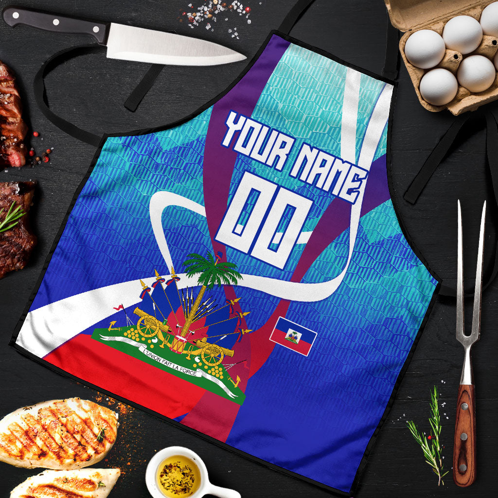 Personalized Haiti Football Apron Haitian Flag Trogon Bird Mascot