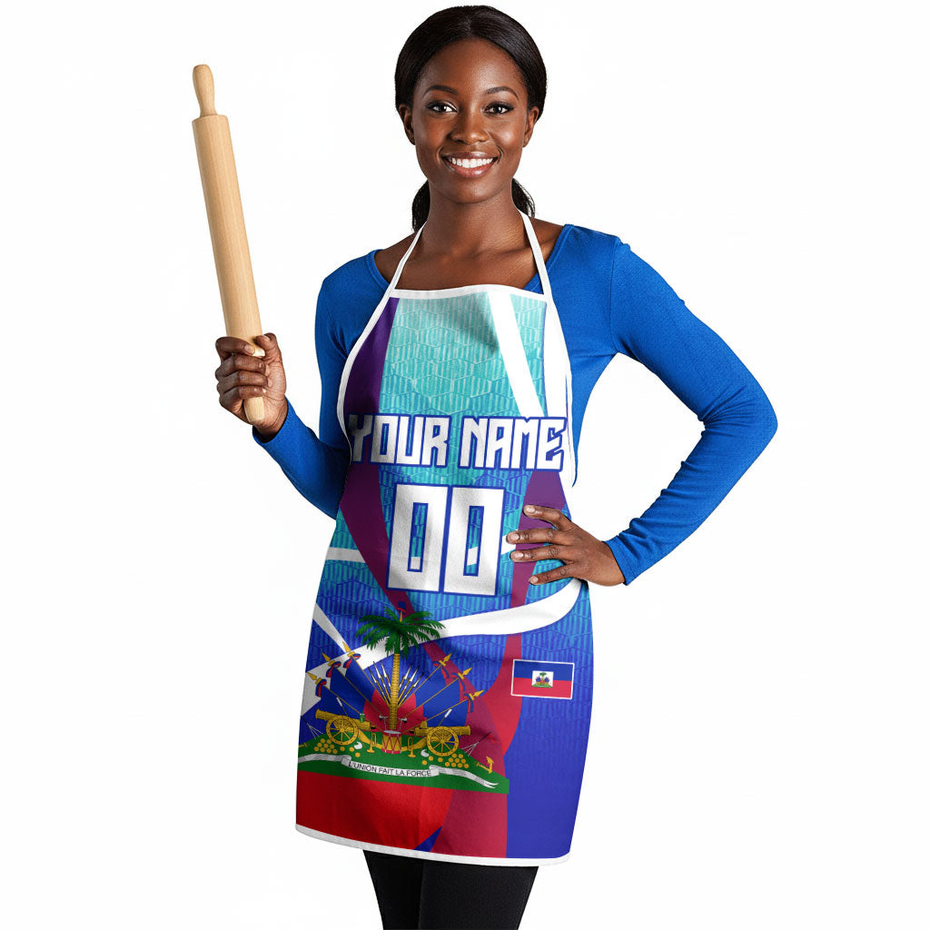 Personalized Haiti Football Apron Haitian Flag Trogon Bird Mascot
