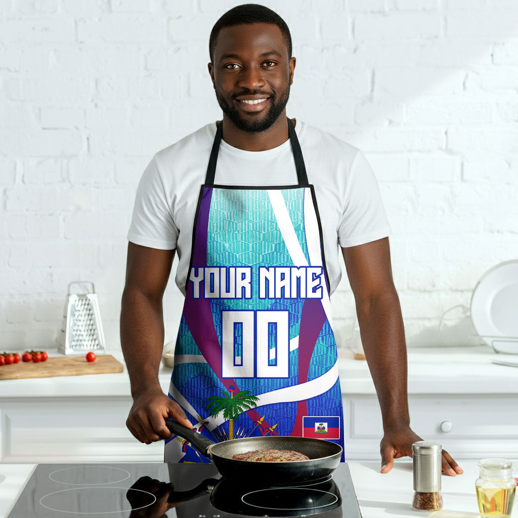 Personalized Haiti Football Apron Haitian Flag Trogon Bird Mascot