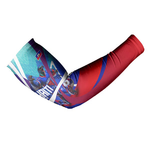 Personalized Haiti Football Arm Sleeves Haitian Flag Trogon Bird Mascot