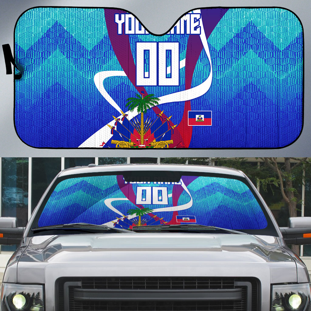 Personalized Haiti Football Auto Sun Shade Haitian Flag Trogon Bird Mascot