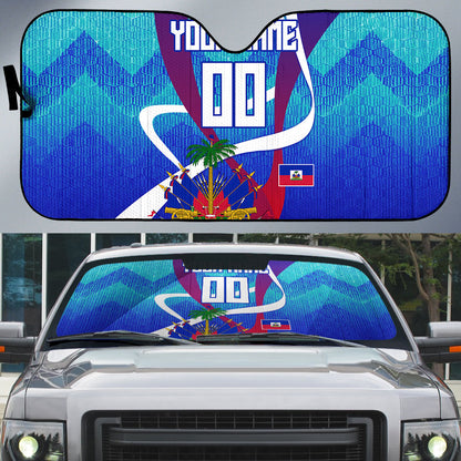 Personalized Haiti Football Auto Sun Shade Haitian Flag Trogon Bird Mascot